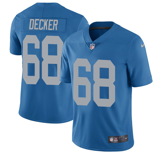 Nike Lions #68 Taylor Decker Blue Throwback Mens Stitched NFL Li