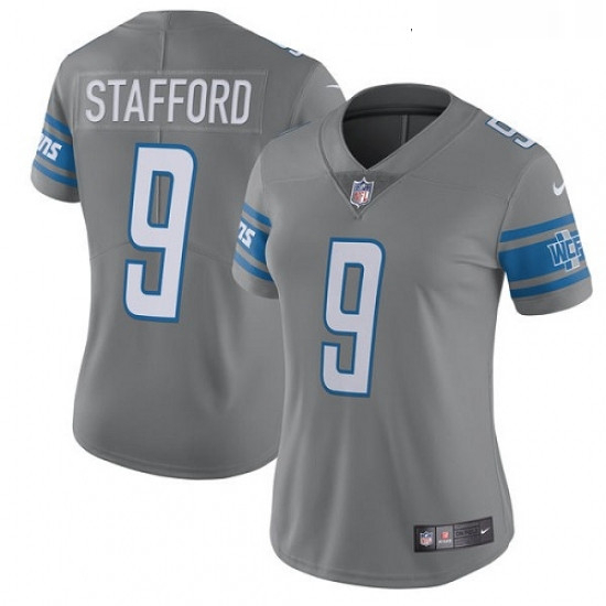 Womens Nike Detroit Lions 9 Matthew Stafford Limited Steel Rush Vapor Untouchable NFL Jersey