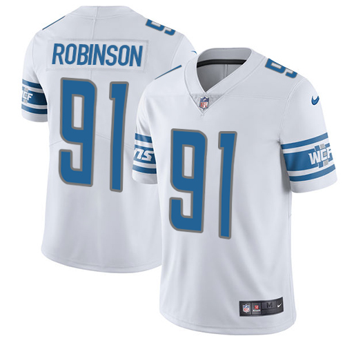 Nike Lions #91 Ashawn Robinson White Mens Stitched NFL Limited J