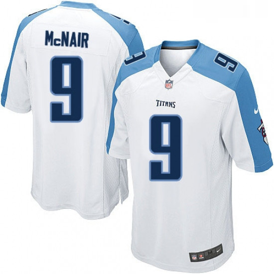 Mens Nike Tennessee Titans 9 Steve McNair Game White NFL Jersey