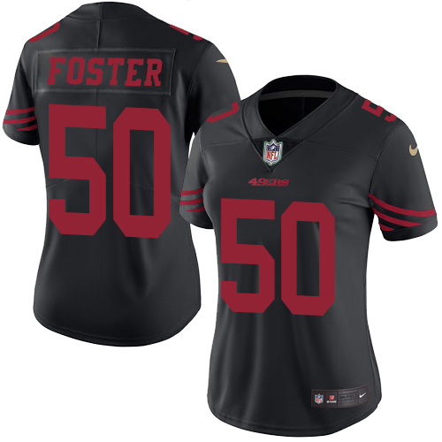 Nike 49ers #50 Reuben Foster Black Womens Stitched NFL Limited Rush Jersey