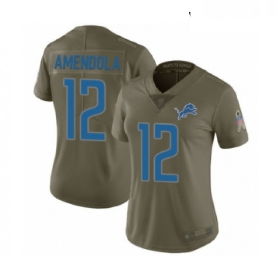 Womens Detroit Lions 12 Danny Amendola Limited Olive 2017 Salute to Service Football Jersey