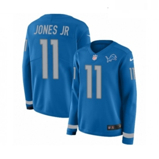 Womens Nike Detroit Lions 11 Marvin Jones Jr Limited Blue Therma