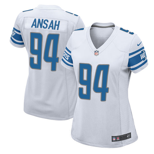 Nike Lions #94 Ziggy Ansah White Womens Stitched NFL Elite Jersey