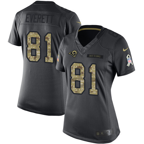 Nike Rams #81 Gerald Everett Black Womens Stitched NFL Limited 2