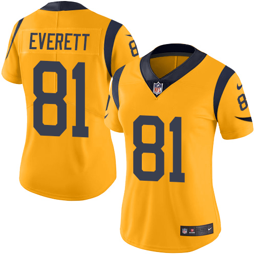 Nike Rams #81 Gerald Everett Gold Womens Stitched NFL Limited Ru