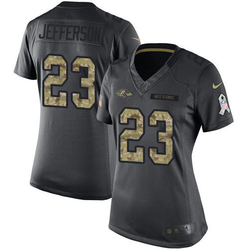 Nike Ravens #23 Tony Jefferson Black Womens Stitched NFL Limited