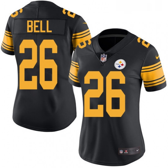 Womens Nike Pittsburgh Steelers 26 LeVeon Bell Elite Black Rush 