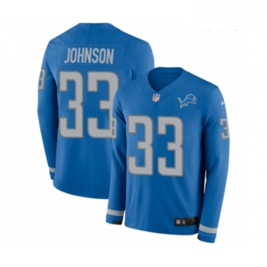 Youth Nike Detroit Lions 33 Kerryon Johnson Limited Blue Therma 