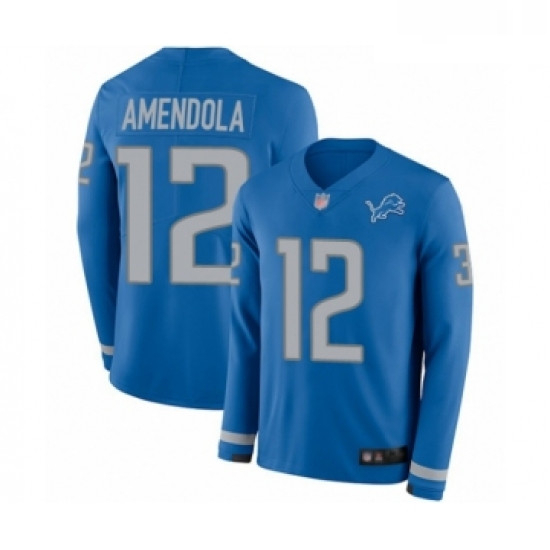 Youth Detroit Lions 12 Danny Amendola Limited Blue Therma Long S