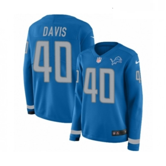 Womens Nike Detroit Lions 40 Jarrad Davis Limited Blue Therma Lo