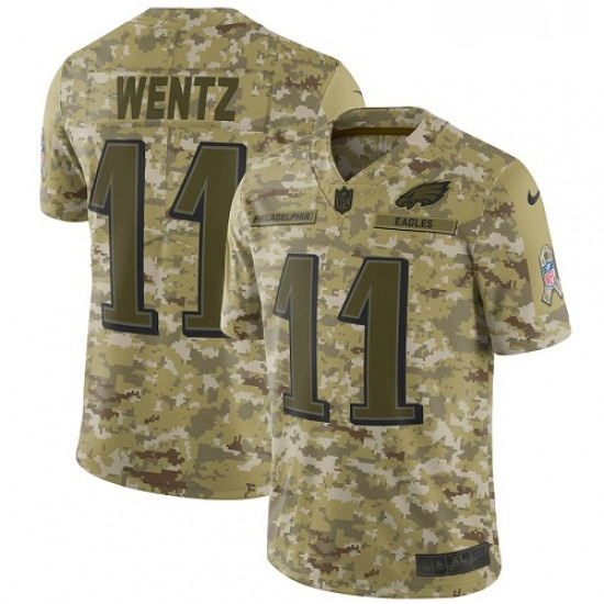 Mens Nike Philadelphia Eagles 11 Carson Wentz Limited Camo 2018 Salute to Service NFL Jersey