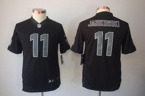 Nike Raiders #11 Sebastian Janikowski Black Impact Youth Stitched NFL Limited Jersey