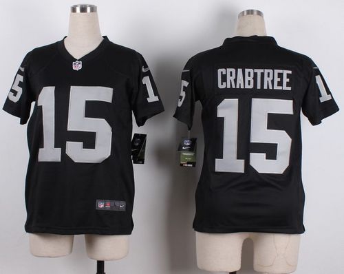 Nike Raiders #15 Michael Crabtree Black Team Color Youth Stitched NFL Elite Jersey