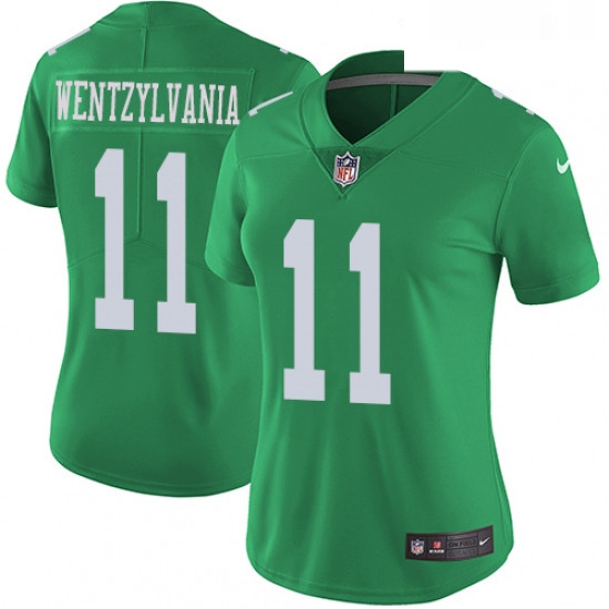 Womens Nike Philadelphia Eagles 11 Carson Wentz Limited Green Ru