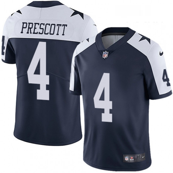 Youth Nike Dallas Cowboys 4 Dak Prescott Navy Blue Throwback Alternate Vapor Untouchable Limited Pla