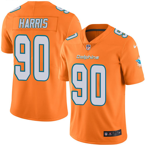 Nike Dolphins #90 Charles Harris Orange Mens Stitched NFL Limited Rush Jersey