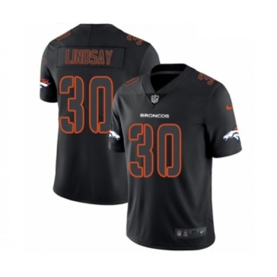 Men Nike Denver Broncos 30 Phillip Lindsay Limited Black Rush Impact NFL Jersey