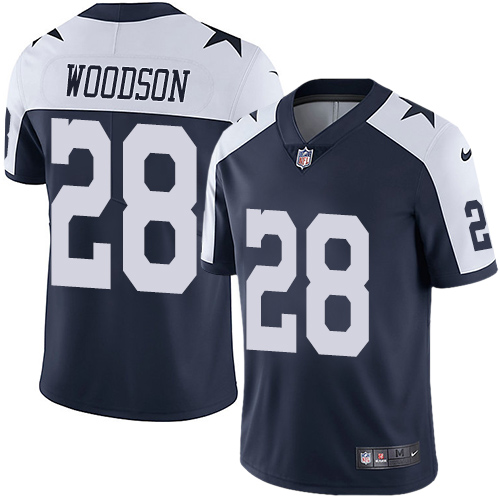 Nike Cowboys #28 Darren Woodson Navy Blue Thanksgiving Mens Stitched NFL Vapor Untouchable Limited T