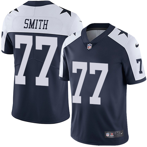 Nike Cowboys #77 Tyron Smith Navy Blue Thanksgiving Mens Stitched NFL Vapor Untouchable Limited Thro