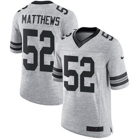 Nike Packers #52 Clay Matthews Gray Mens Stitched NFL Limited Gridiron Gray II Jersey