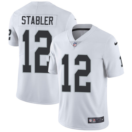 Nike Raiders #12 Kenny Stabler White Mens Stitched NFL Vapor Untouchable Limited Jersey