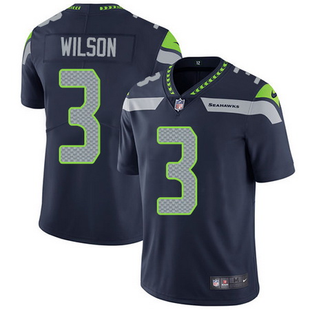 Nike Seahawks #3 Russell Wilson Steel Blue Team Color Mens Stitched NFL Vapor Untouchable Limited Je