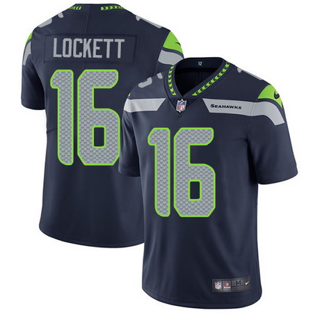 Nike Seahawks #16 Tyler Lockett Steel Blue Team Color Mens Stitched NFL Vapor Untouchable Limited Je