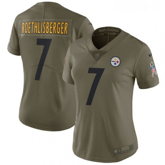 Womens Nike Pittsburgh Steelers 7 Ben Roethlisberger Limited Olive 2017 Salute to Service NFL Jersey