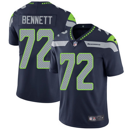 Nike Seahawks #72 Michael Bennett Steel Blue Team Color Mens Stitched NFL Vapor Untouchable Limited 