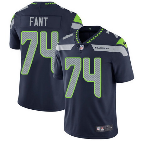 Nike Seahawks #74 George Fant Steel Blue Team Color Mens Stitched NFL Vapor Untouchable Limited Jers