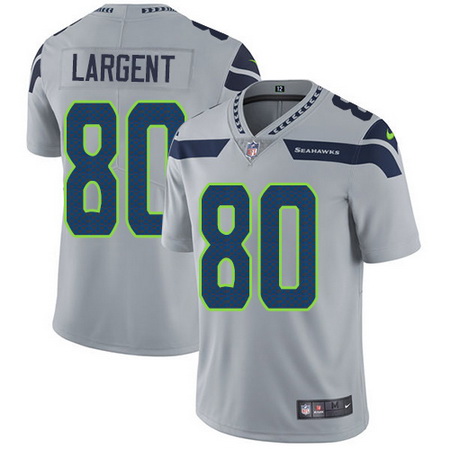 Nike Seahawks #80 Steve Largent Grey Alternate Mens Stitched NFL Vapor Untouchable Limited Jersey