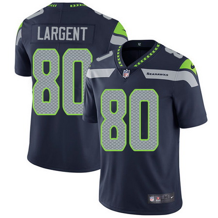 Nike Seahawks #80 Steve Largent Steel Blue Team Color Mens Stitched NFL Vapor Untouchable Limited Je