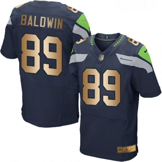 Mens Nike Seattle Seahawks 89 Doug Baldwin Elite NavyGold Team Color NFL Jersey