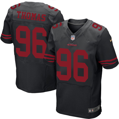 Nike 49ers #96 Solomon Thomas Black Alternate Mens Stitched NFL Elite Jersey