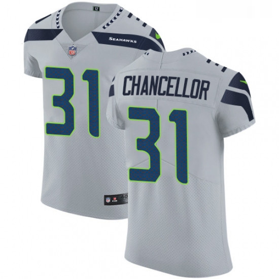 Mens Nike Seattle Seahawks 31 Kam Chancellor Grey Alternate Vapo