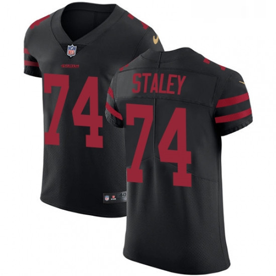 Mens Nike San Francisco 49ers 74 Joe Staley Black Alternate Vapor Untouchable Elite Player NFL Jerse