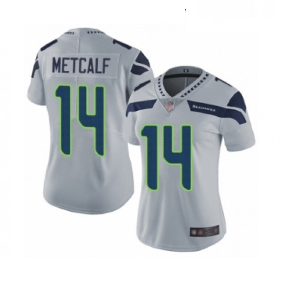 Womens Seattle Seahawks 14 DK Metcalf Grey Alternate Vapor Untouchable Limited Player Football Jerse