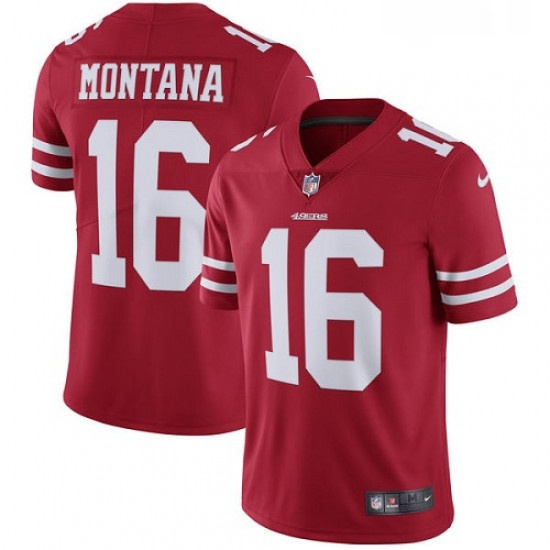 Youth Nike San Francisco 49ers 16 Joe Montana Red Team Color Vapor Untouchable Limited Player NFL Je