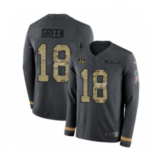 Youth Nike Cincinnati Bengals 18 AJ Green Limited Black Salute to Service Therma Long Sleeve NFL Jer