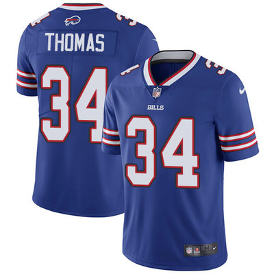 Nike Bills #34 Thurman Thomas Royal Blue Team Color Mens Stitched NFL Vapor Untouchable Limited Jers