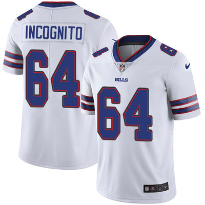 Nike Bills #64 Richie Incognito White Mens Stitched NFL Vapor Untouchable Limited Jersey