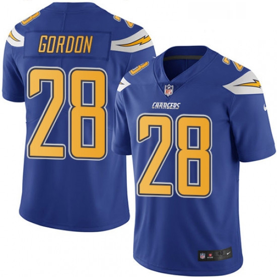 Men Nike Los Angeles Chargers 28 Melvin Gordon Limited Electric Blue Rush Vapor Untouchable NFL Jers