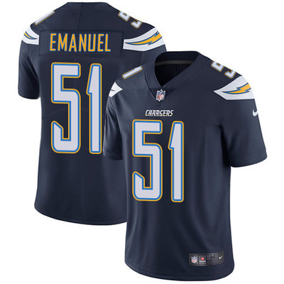 Nike Chargers #51 Kyle Emanuel Navy Blue Team Color Mens Stitched NFL Vapor Untouchable Limited Jers