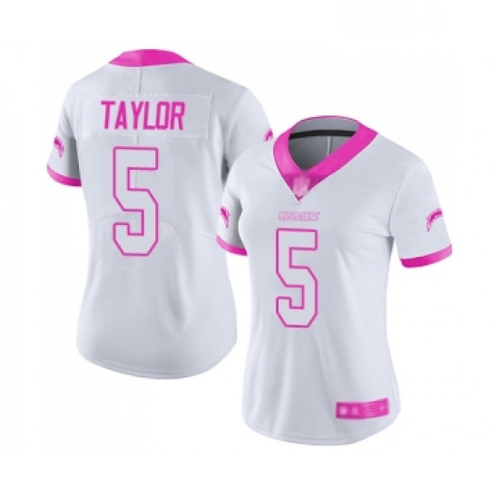 Womens Los Angeles Chargers 5 Tyrod Taylor Limited White Pink Rush Fashion Football Jersey