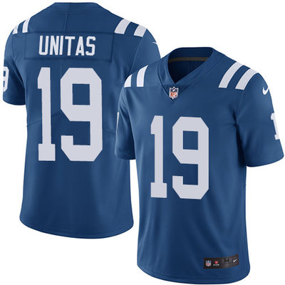Nike Colts #19 Johnny Unitas Royal Blue Team Color Mens Stitched