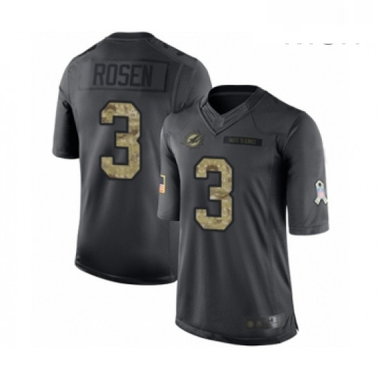 Mens Miami Dolphins 3 Josh Rosen Limited Black 2016 Salute to Service Football Jersey