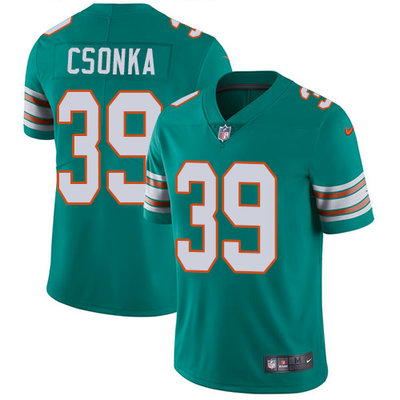 Nike Dolphins #39 Larry Csonka Aqua Green Alternate Mens Stitched NFL Vapor Untouchable Limited Jers