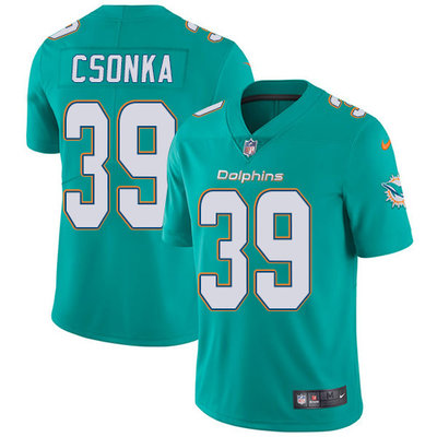 Nike Dolphins #39 Larry Csonka Aqua Green Team Color Mens Stitched NFL Vapor Untouchable Limited Jer