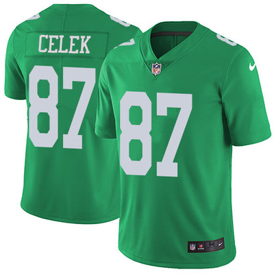 Nike Eagles #87 Brent Celek Green Mens Stitched NFL Limited Rush Jersey